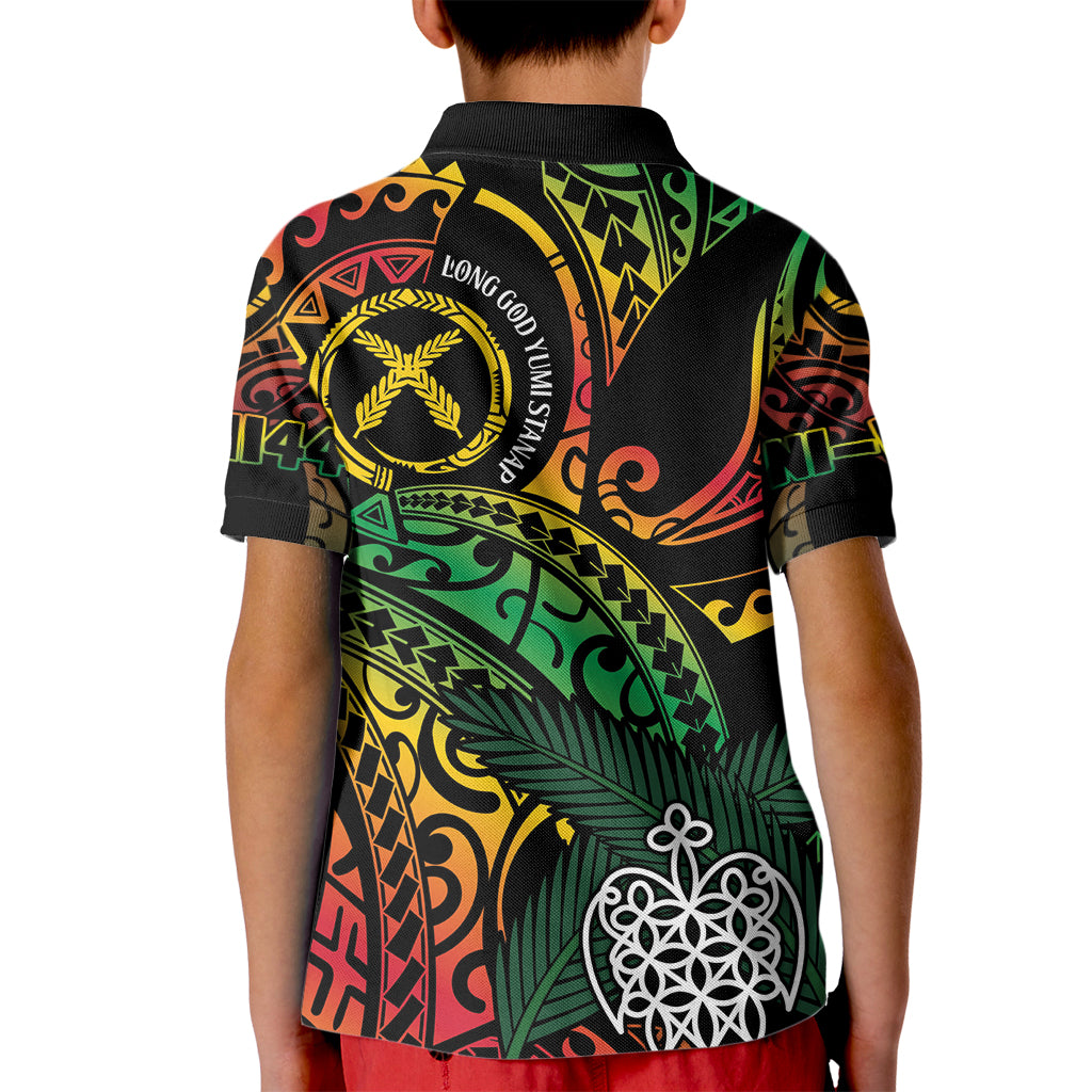 Vanuatu Indipendens Dei Kid Polo Shirt Mix Traditional Sand Drawing