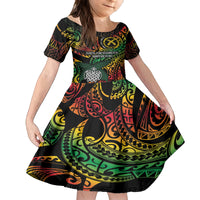 Vanuatu Indipendens Dei Kid Short Sleeve Dress Mix Traditional Sand Drawing