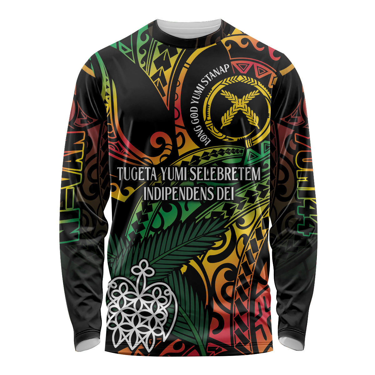 Vanuatu Indipendens Dei Long Sleeve Shirt Mix Traditional Sand Drawing