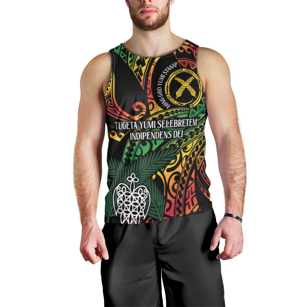 Vanuatu Indipendens Dei Men Tank Top Mix Traditional Sand Drawing LT7 - Polynesian Pride