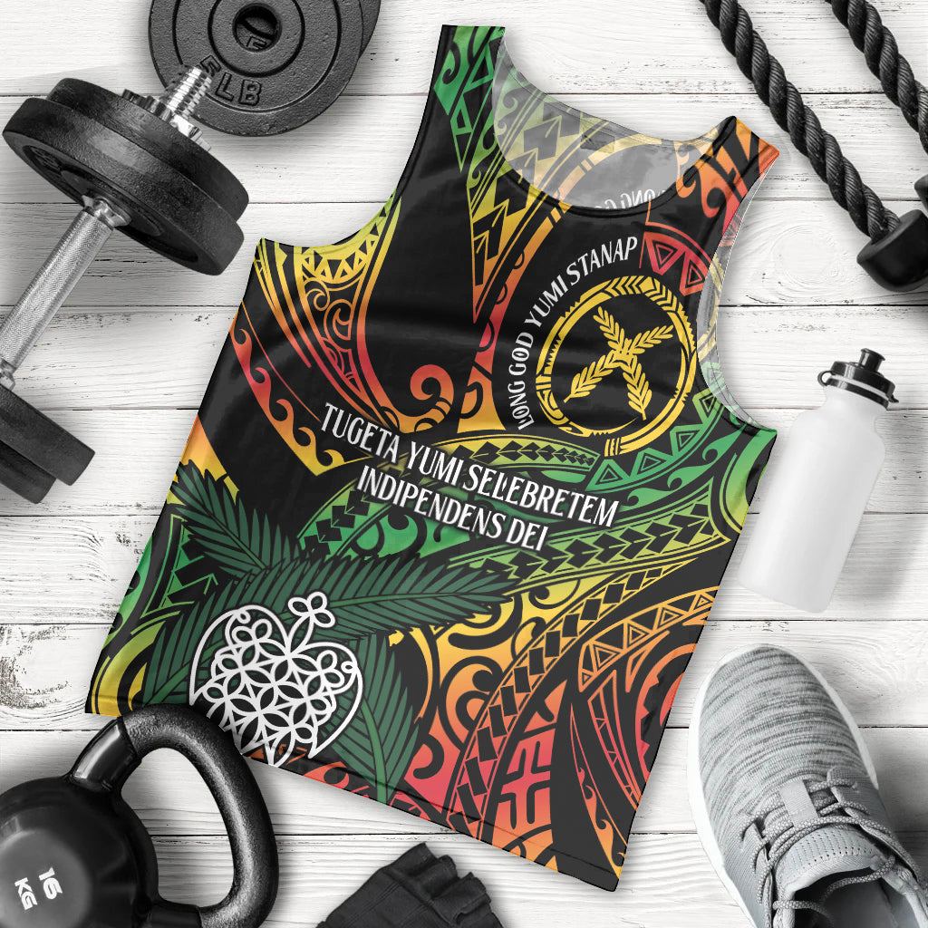 Vanuatu Indipendens Dei Men Tank Top Mix Traditional Sand Drawing LT7 - Polynesian Pride