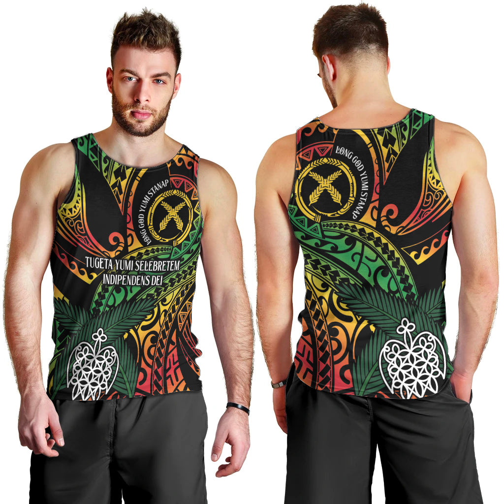 Vanuatu Indipendens Dei Men Tank Top Mix Traditional Sand Drawing LT7 - Polynesian Pride