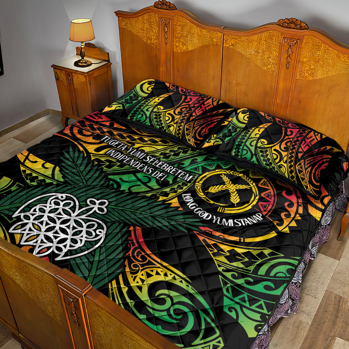 Vanuatu Indipendens Dei Quilt Bed Set Mix Traditional Sand Drawing LT7 - Polynesian Pride