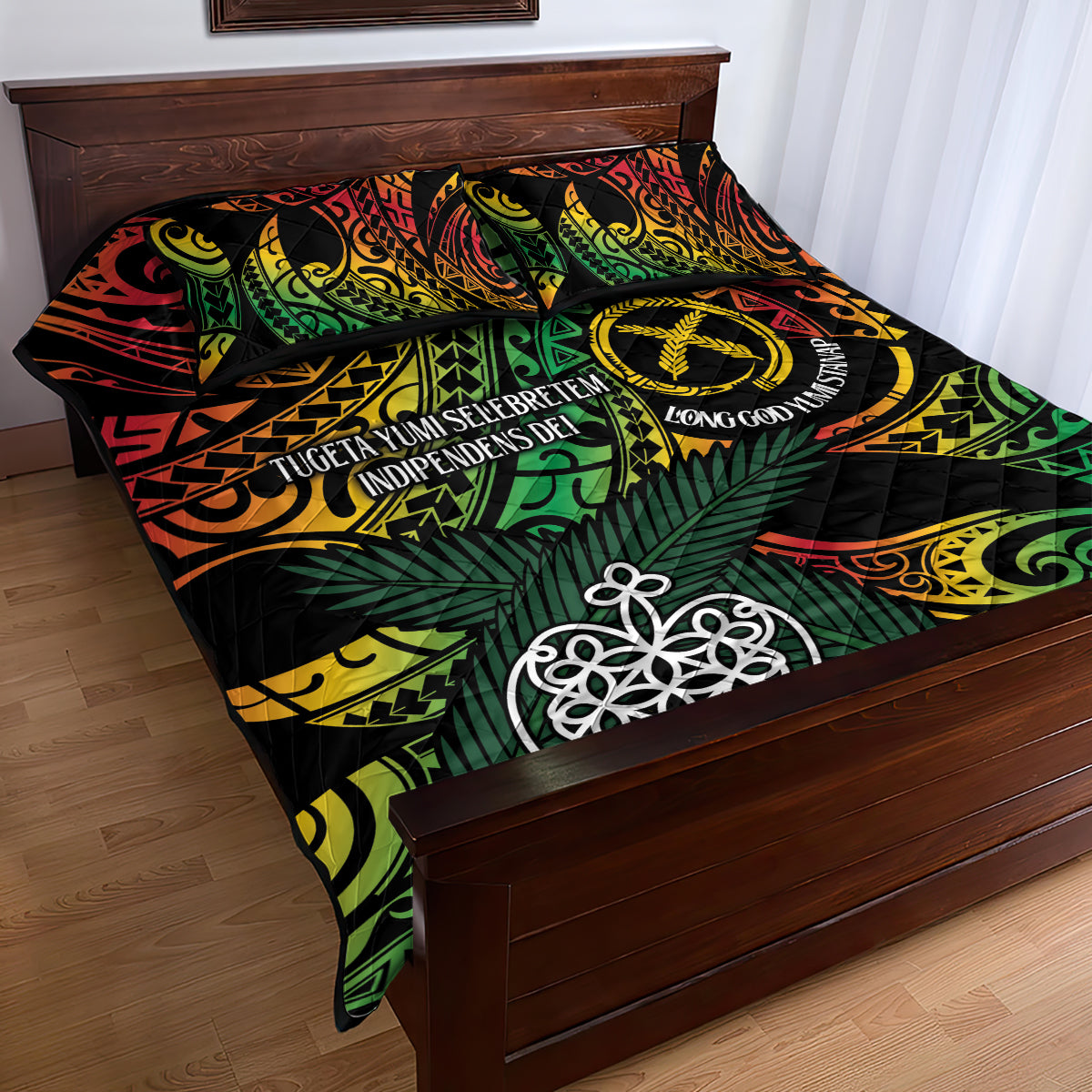 Vanuatu Indipendens Dei Quilt Bed Set Mix Traditional Sand Drawing LT7 - Polynesian Pride