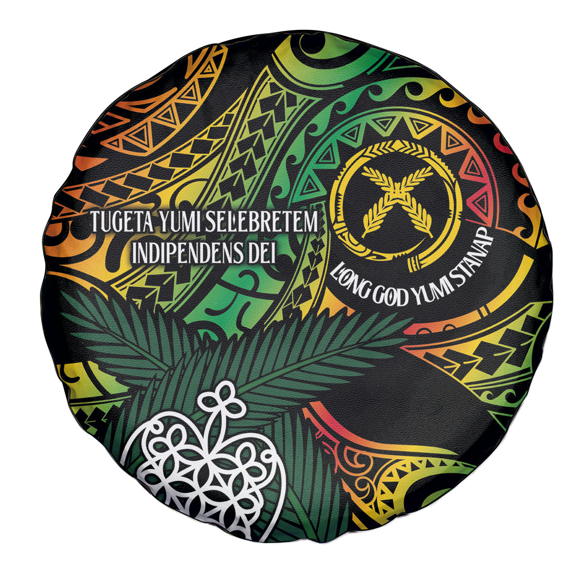 Vanuatu Indipendens Dei Spare Tire Cover Mix Traditional Sand Drawing LT7 - Polynesian Pride