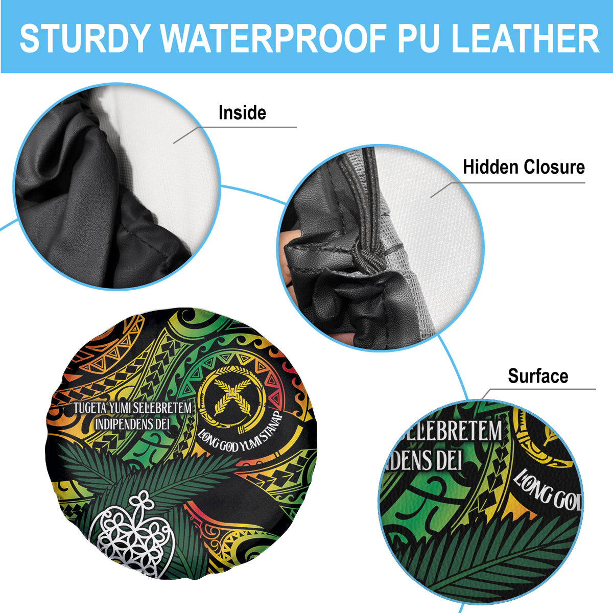 Vanuatu Indipendens Dei Spare Tire Cover Mix Traditional Sand Drawing LT7 - Polynesian Pride