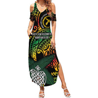 Vanuatu Indipendens Dei Summer Maxi Dress Mix Traditional Sand Drawing LT7 Women Colorful - Polynesian Pride