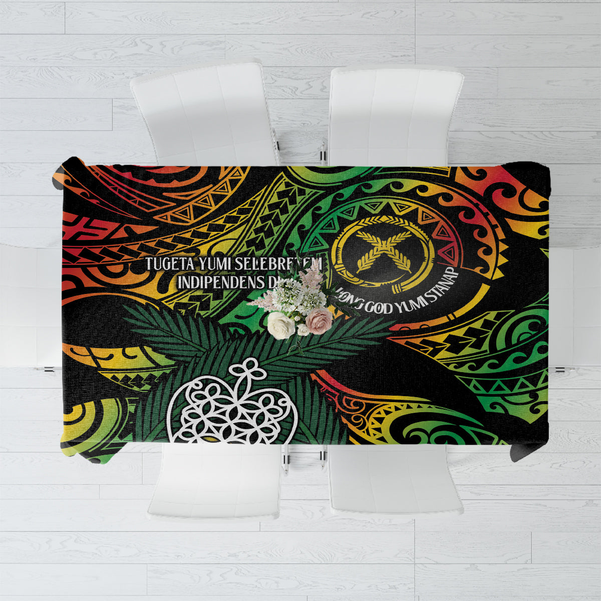 Vanuatu Indipendens Dei Tablecloth Mix Traditional Sand Drawing LT7 Colorful - Polynesian Pride