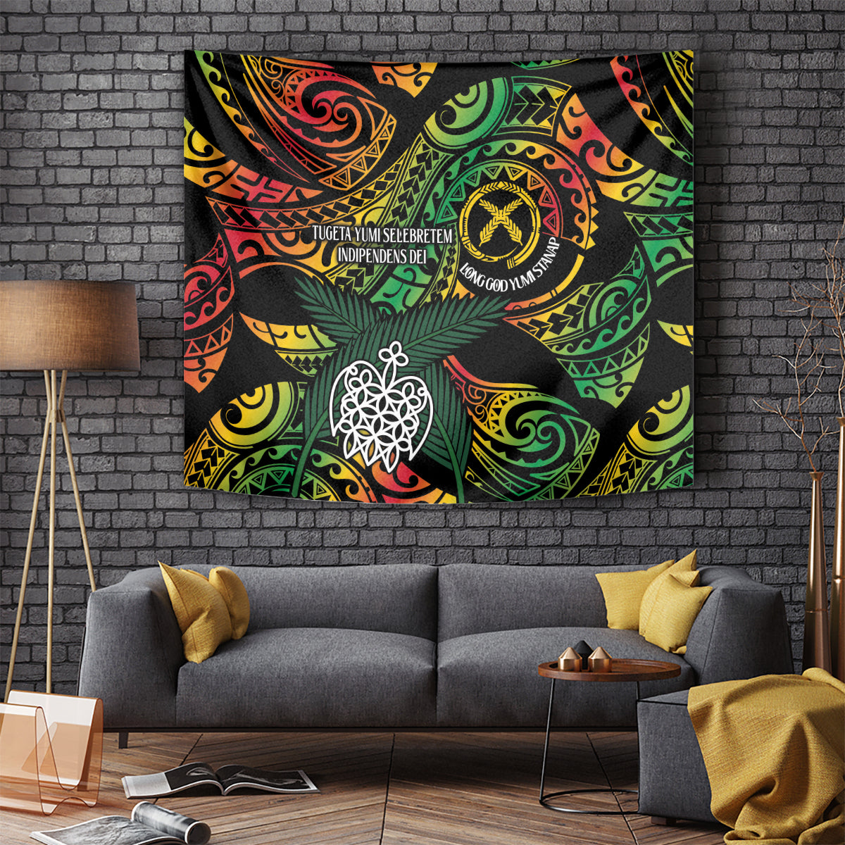 Vanuatu Indipendens Dei Tapestry Mix Traditional Sand Drawing LT7 - Polynesian Pride