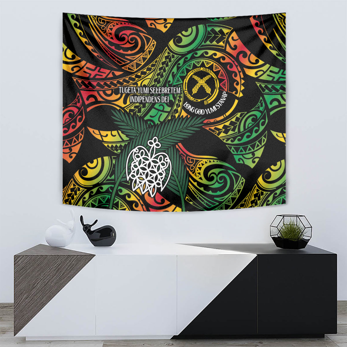 Vanuatu Indipendens Dei Tapestry Mix Traditional Sand Drawing LT7 - Polynesian Pride
