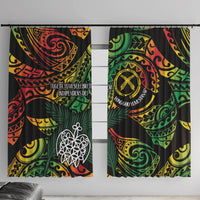 Vanuatu Indipendens Dei Window Curtain Mix Traditional Sand Drawing LT7 With Hooks Colorful - Polynesian Pride