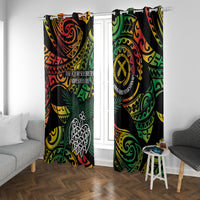 Vanuatu Indipendens Dei Window Curtain Mix Traditional Sand Drawing LT7 With Grommets Colorful - Polynesian Pride