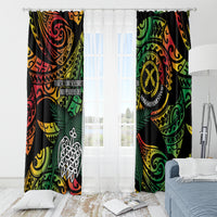 Vanuatu Indipendens Dei Window Curtain Mix Traditional Sand Drawing LT7 - Polynesian Pride