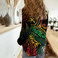 Vanuatu Indipendens Dei Women Casual Shirt Mix Traditional Sand Drawing