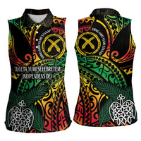 Vanuatu Indipendens Dei Women Sleeveless Polo Shirt Mix Traditional Sand Drawing