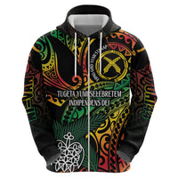 Vanuatu Indipendens Dei Zip Hoodie Mix Traditional Sand Drawing