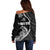 Personalised Guam Off Shoulder Sweater Tribal Turtles Curves Style - Black LT7 - Polynesian Pride