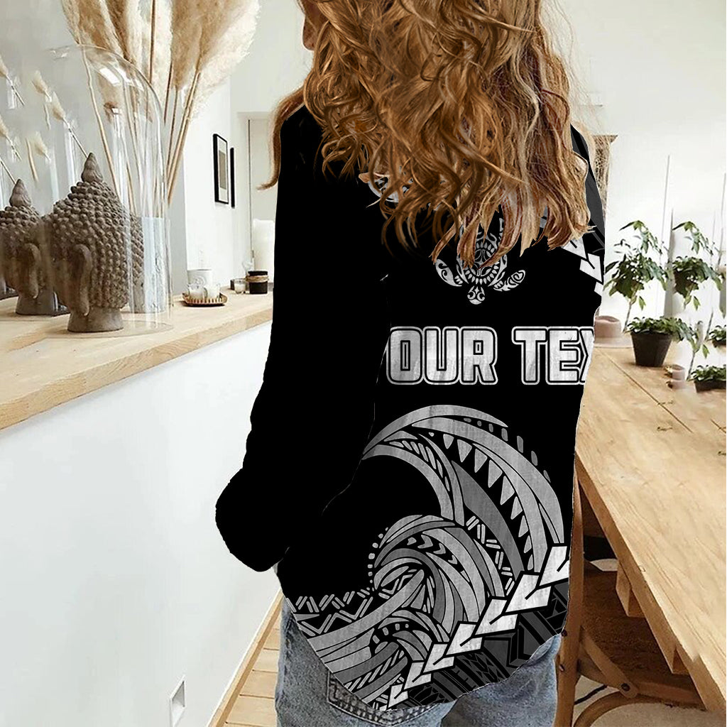 Personalised Guam Women Casual Shirt Tribal Turtles Curves Style - Black LT7 - Polynesian Pride