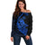 Personalised Guam Off Shoulder Sweater Tribal Turtles Curves Style - Blue LT7 Women Blue - Polynesian Pride