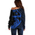 Personalised Guam Off Shoulder Sweater Tribal Turtles Curves Style - Blue LT7 - Polynesian Pride