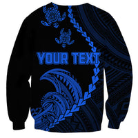 Personalised Guam Sweatshirt Tribal Turtles Curves Style - Blue LT7 - Polynesian Pride