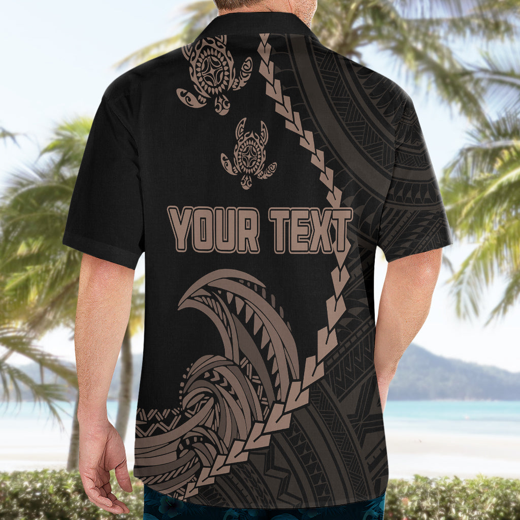 Personalised Guam Hawaiian Shirt Tribal Turtles Curves Style - Brown LT7 - Polynesian Pride