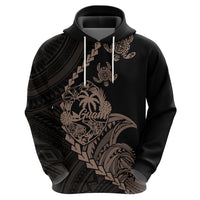 Custom Guam Hoodie Tribal Turtles Curves Style Brown LT7 - Polynesian Pride