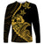 Personalised Guam Long Sleeve Shirt Tribal Turtles Curves Style - Gold LT7 Unisex Gold - Polynesian Pride