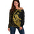 Personalised Guam Off Shoulder Sweater Tribal Turtles Curves Style - Gold LT7 Women Gold - Polynesian Pride