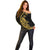 Personalised Guam Off Shoulder Sweater Tribal Turtles Curves Style - Gold LT7 - Polynesian Pride