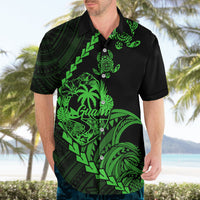 Personalised Guam Hawaiian Shirt Tribal Turtles Curves Style - Green LT7 - Polynesian Pride