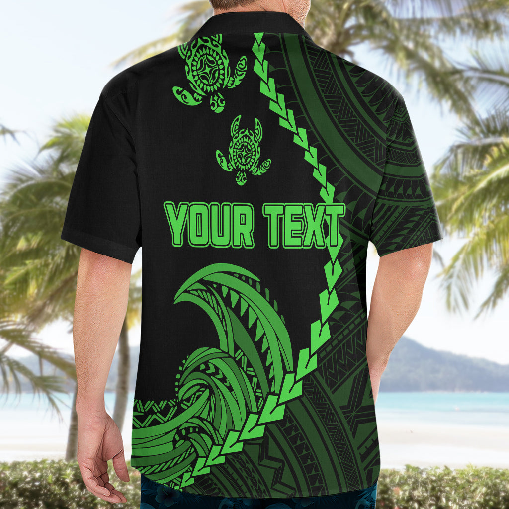 Personalised Guam Hawaiian Shirt Tribal Turtles Curves Style - Green LT7 - Polynesian Pride