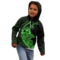 Personalised Guam Kid Hoodie Tribal Turtles Curves Style - Green LT7 - Polynesian Pride