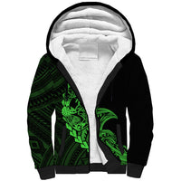 Personalised Guam Sherpa Hoodie Tribal Turtles Curves Style - Green LT7 Unisex Green - Polynesian Pride