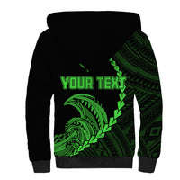 Personalised Guam Sherpa Hoodie Tribal Turtles Curves Style - Green LT7 - Polynesian Pride