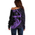 Personalised Guam Off Shoulder Sweater Tribal Turtles Curves Style - Purple LT7 - Polynesian Pride