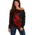 Personalised Guam Off Shoulder Sweater Tribal Turtles Curves Style - Red LT7 Women Red - Polynesian Pride