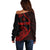 Personalised Guam Off Shoulder Sweater Tribal Turtles Curves Style - Red LT7 - Polynesian Pride