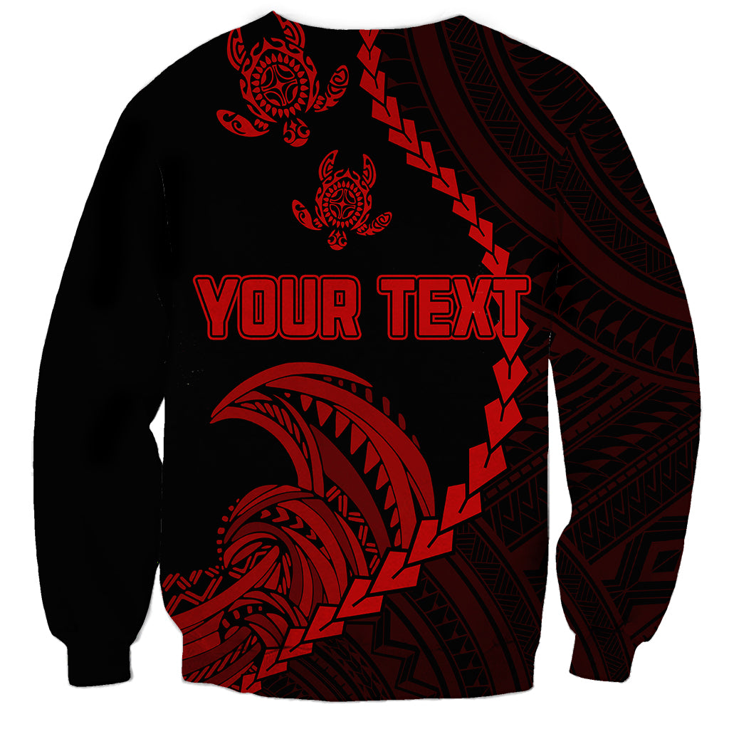 Personalised Guam Sweatshirt Tribal Turtles Curves Style - Red LT7 - Polynesian Pride