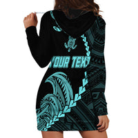 Personalised Guam Hoodie Dress Tribal Turtles Curves Style - Turquoise LT7 - Polynesian Pride