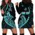 Personalised Guam Hoodie Dress Tribal Turtles Curves Style - Turquoise LT7 - Polynesian Pride