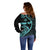 Personalised Guam Off Shoulder Sweater Tribal Turtles Curves Style - Turquoise LT7 - Polynesian Pride