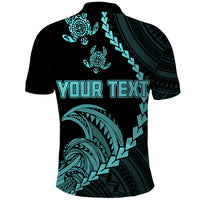 Custom Guam Polo Shirt Tribal Turtles Curves Style Turquoise LT7 - Polynesian Pride
