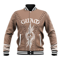 Personalised Guam Baseball Jacket Chamoro Latte Stone Mix Tropical - Brown LT7 Unisex Brown - Polynesian Pride