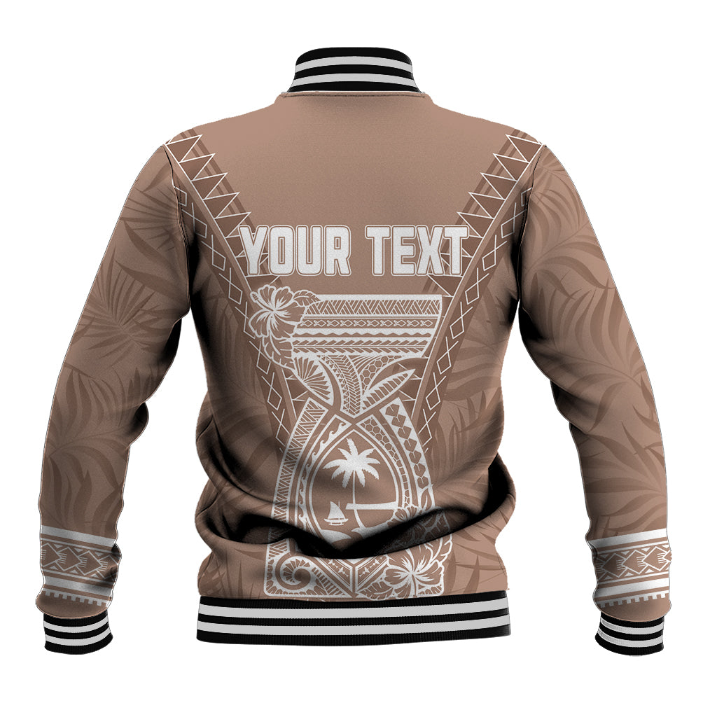 Personalised Guam Baseball Jacket Chamoro Latte Stone Mix Tropical - Brown LT7 - Polynesian Pride