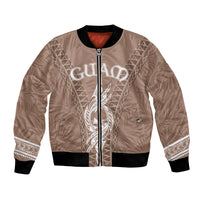 Personalised Guam Bomber Jacket Chamoro Latte Stone Mix Tropical - Brown LT7 Unisex Brown - Polynesian Pride