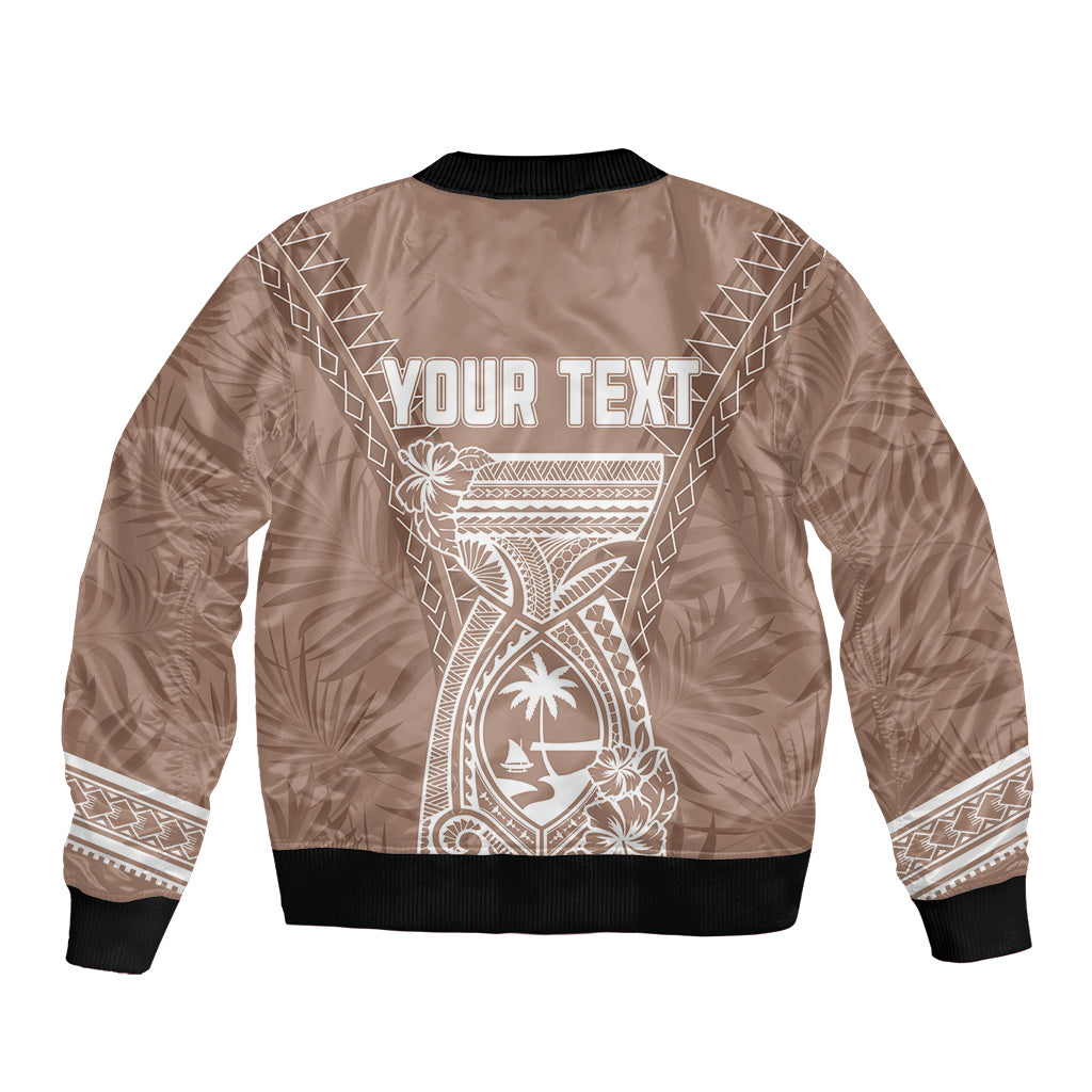 Personalised Guam Bomber Jacket Chamoro Latte Stone Mix Tropical - Brown LT7 - Polynesian Pride