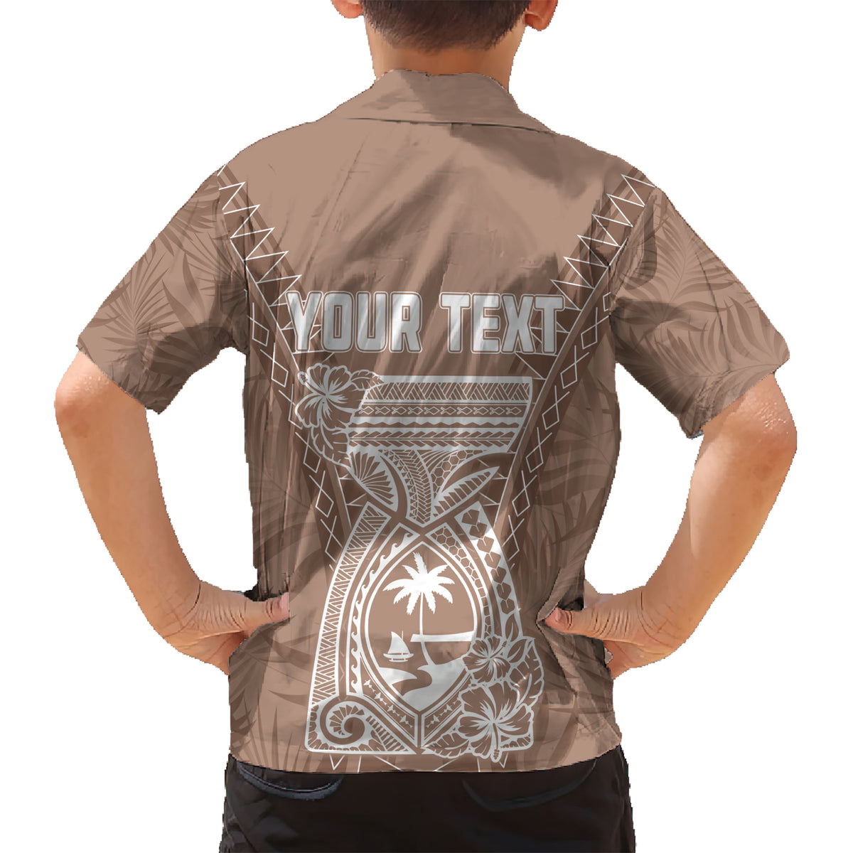 Personalised Guam Hawaiian Shirt Chamoro Latte Stone Mix Tropical - Brown LT7 - Polynesian Pride