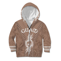 Personalised Guam Kid Hoodie Chamoro Latte Stone Mix Tropical - Brown LT7 - Polynesian Pride
