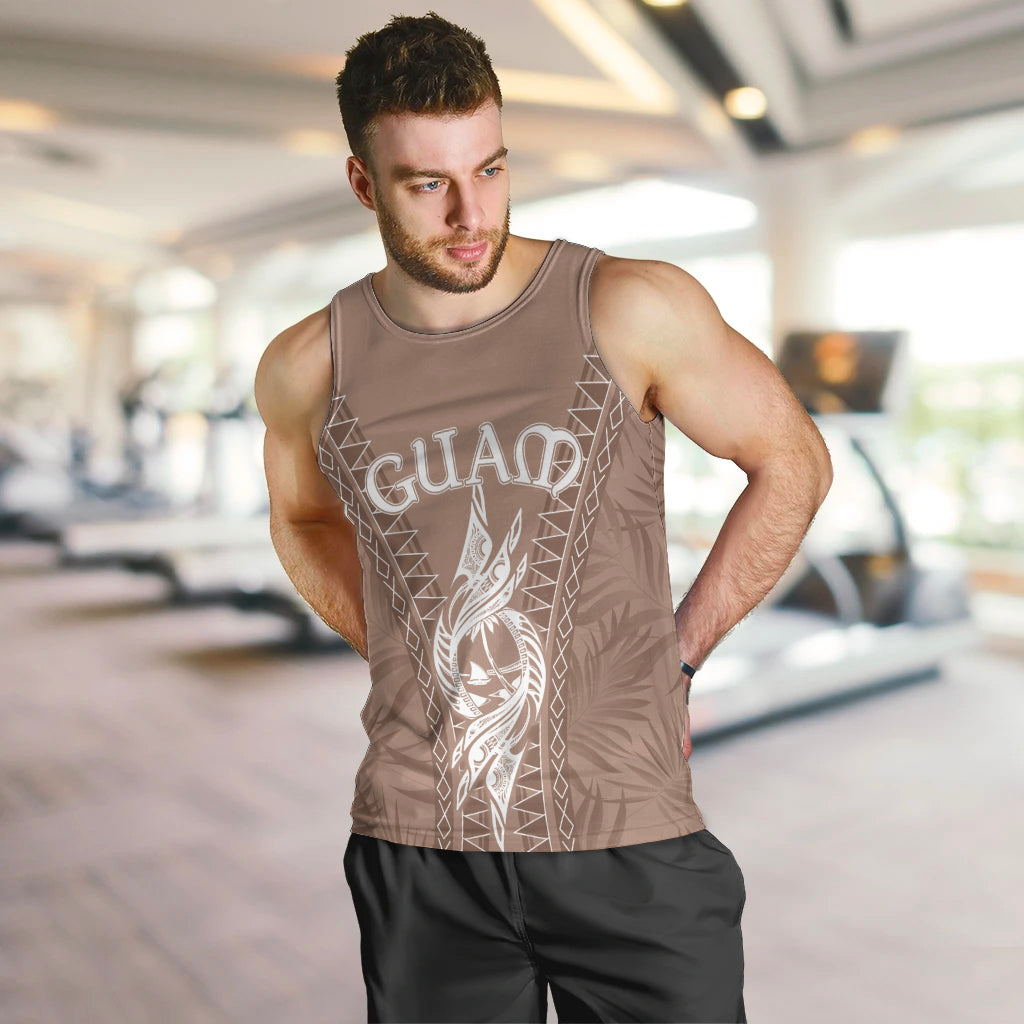 Personalised Guam Men Tank Top Chamoro Latte Stone Mix Tropical - Brown LT7 Brown - Polynesian Pride